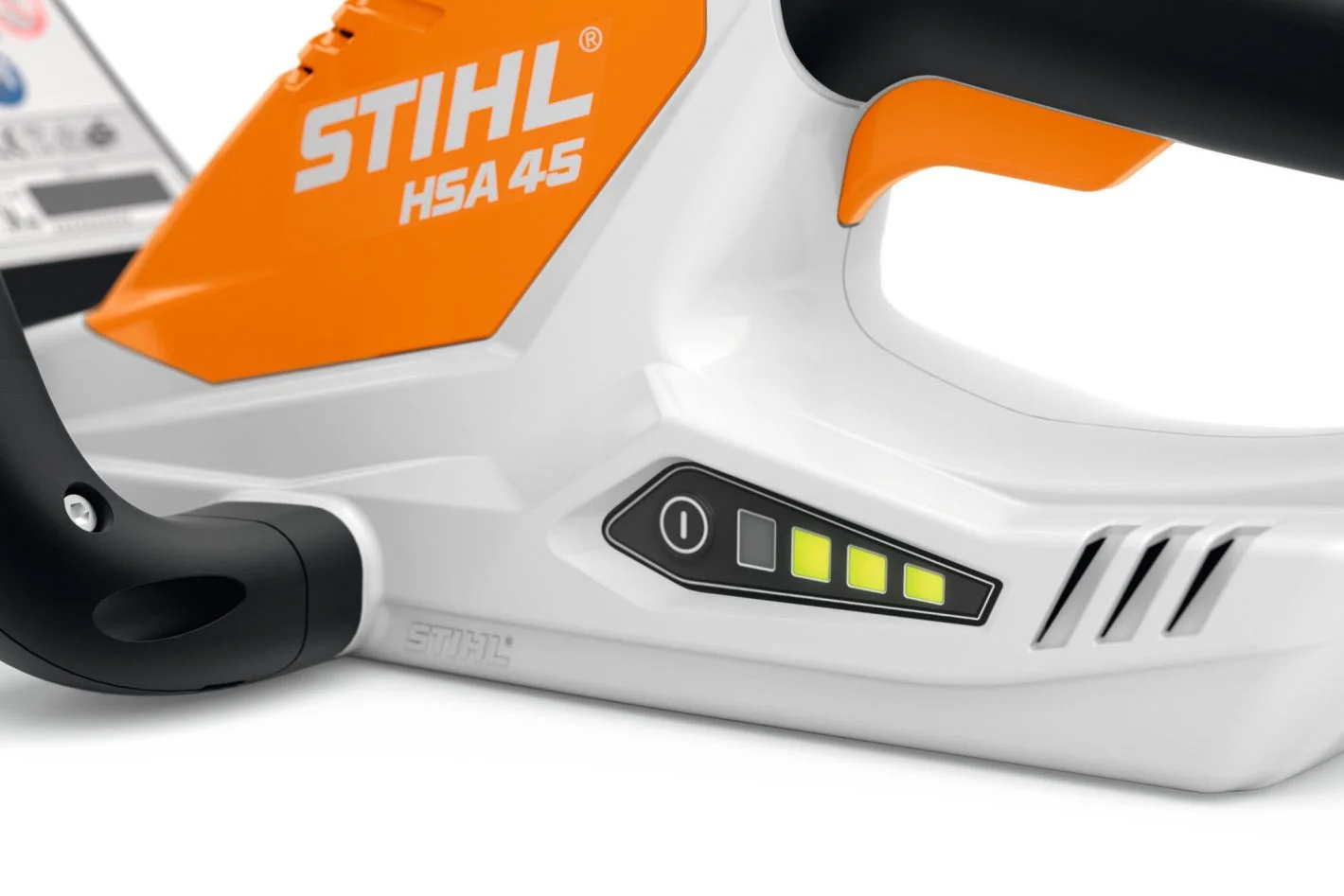 STIHL HSA 45 Baterijski trimer za zivu ogradu. Indikator potrosenosti baterije.