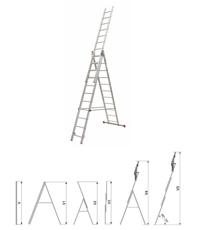 Aluminijumske trodelne merdevine 3x7 Nexsas