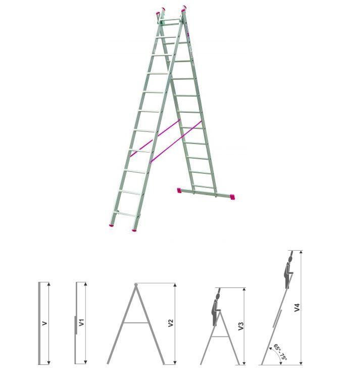 Aluminijumske merdevine 2x9 Dvodelne