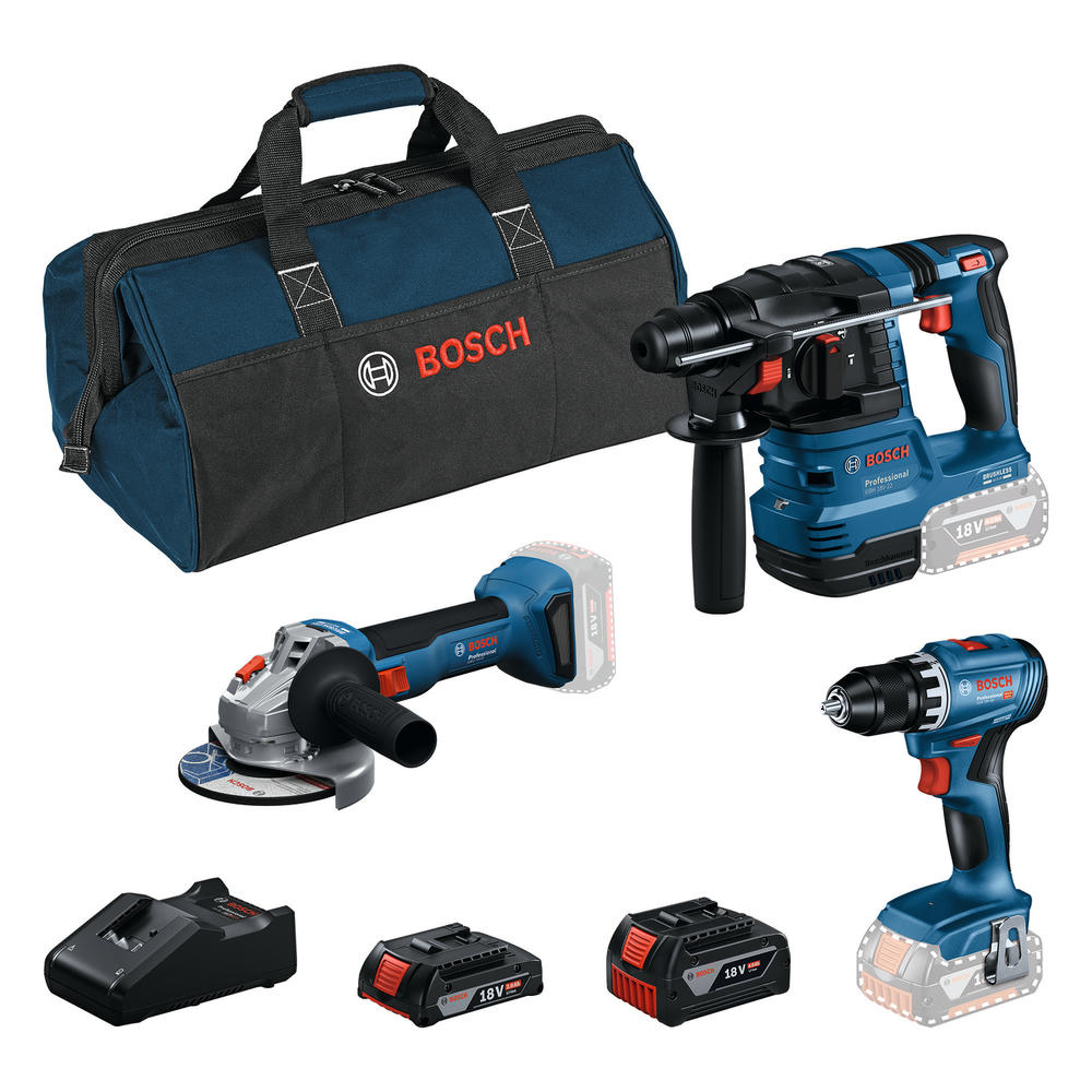 Akumulatorski set Bosch GSR 18V-45 + Bosch GWS 18V-8 + Bosch GBH 18V-22; 18V; 1x4,0 Ah + 1x2,0Ah (0615A50061)