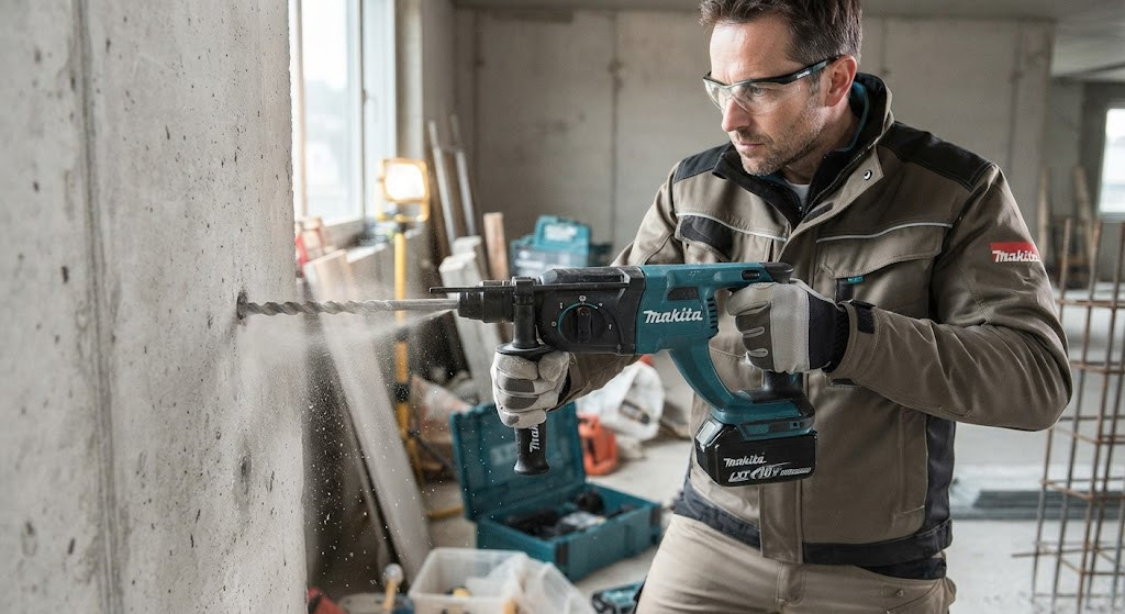 Busenje Makita baterijskom busilicom DHR202Z. 