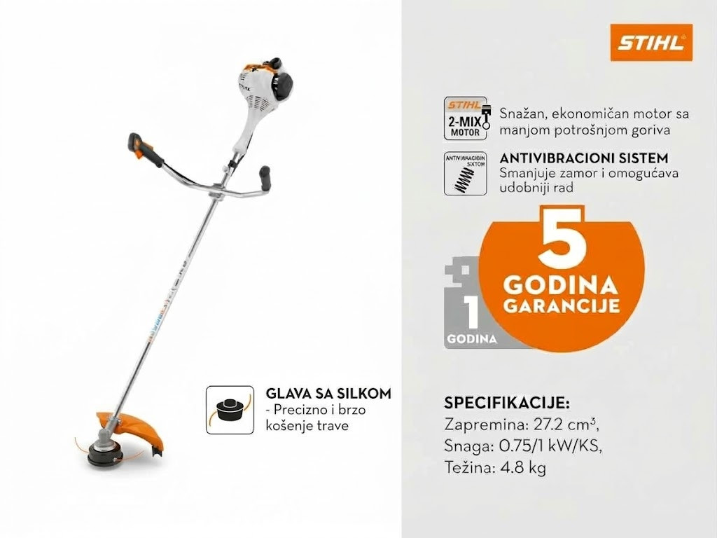 STIHL FS 55 benzinski motorni trimer za travu sa AutoCut glavom i tehničkim specifikacijama